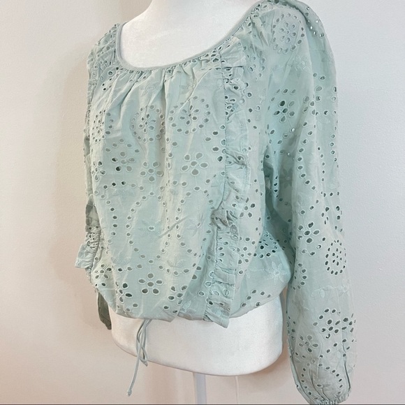 JOIE Mint Green Eyelet Blouse - Picture 2 of 5